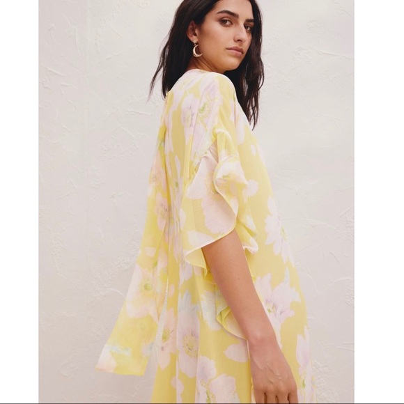 H&M Conscious Choice Flounced Floral Kaftan Dress Sz S Runs Large - Picture 5 of 7